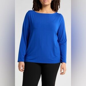 Zella NWT Royal Blue Boatneck Long Sleeve Top - size S